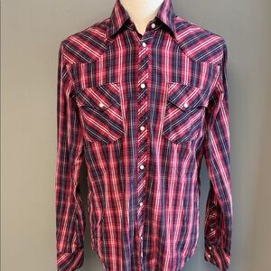 True Religion Plaid Western Shirt XL 100% Cotton